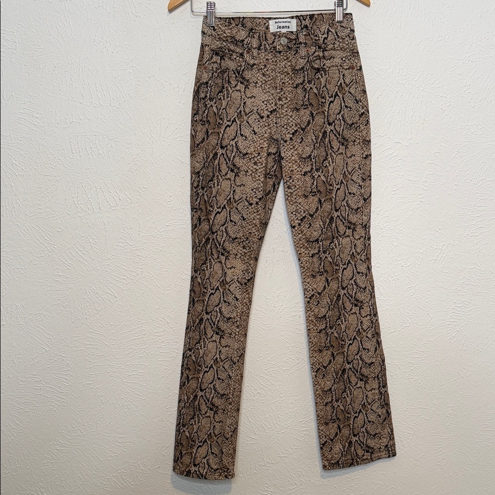 Reformation Peyton Snake High Rise Bootcut Jeans size 25 - Picture 3 of 14